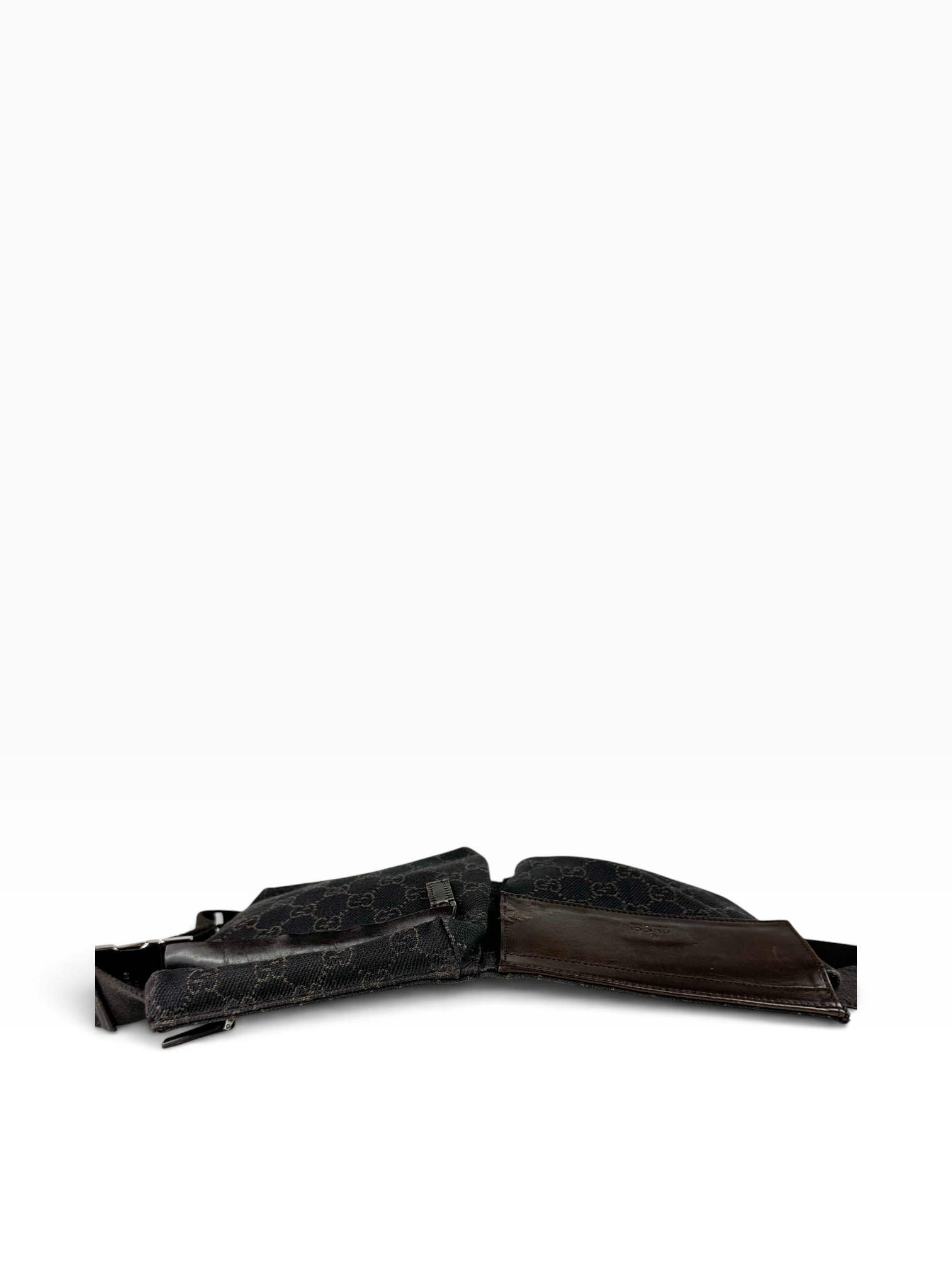 Gucci Brown GG Canvas Double Belt Bag