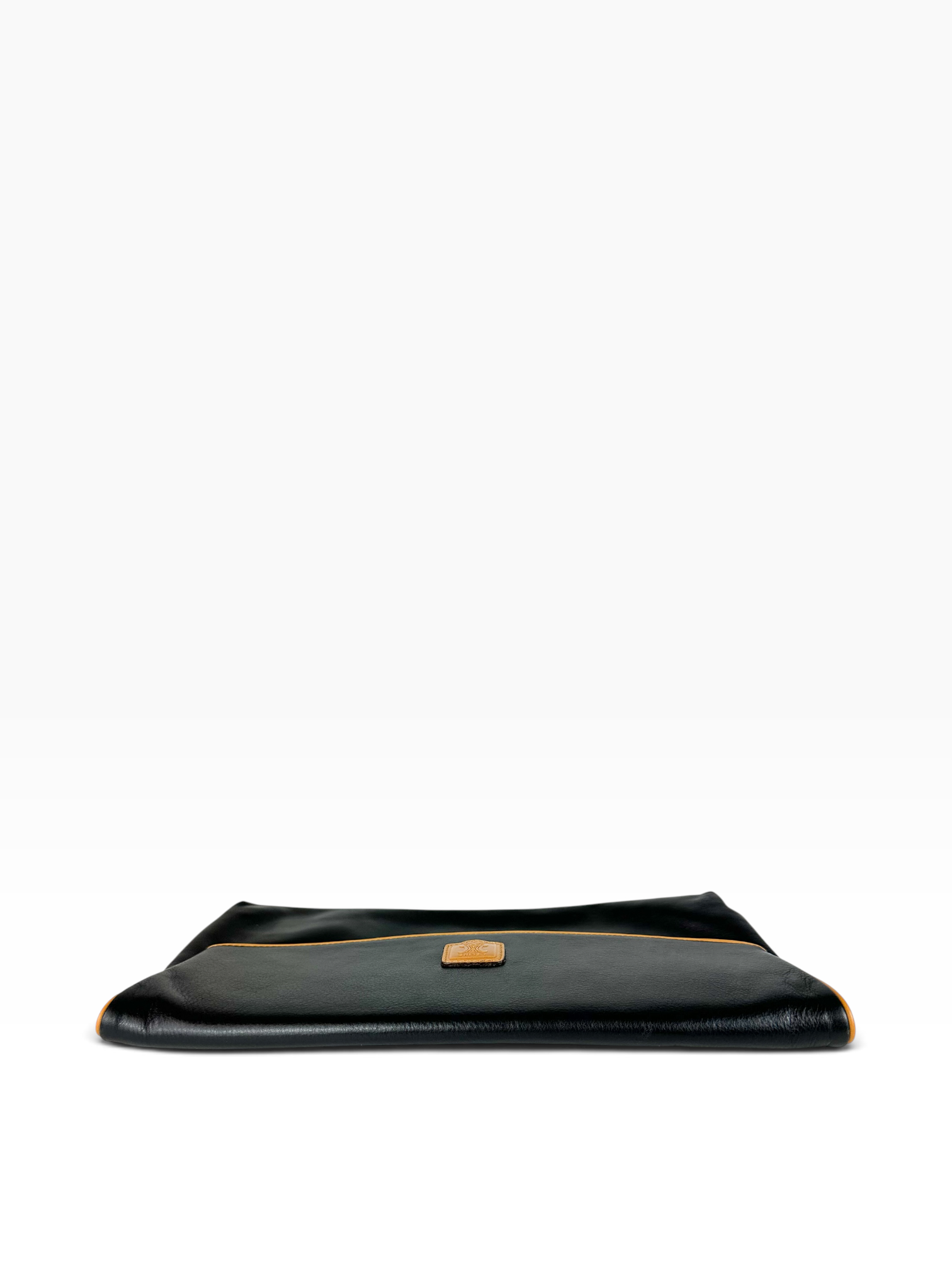 Celine Black Leather Triomphe Clutch