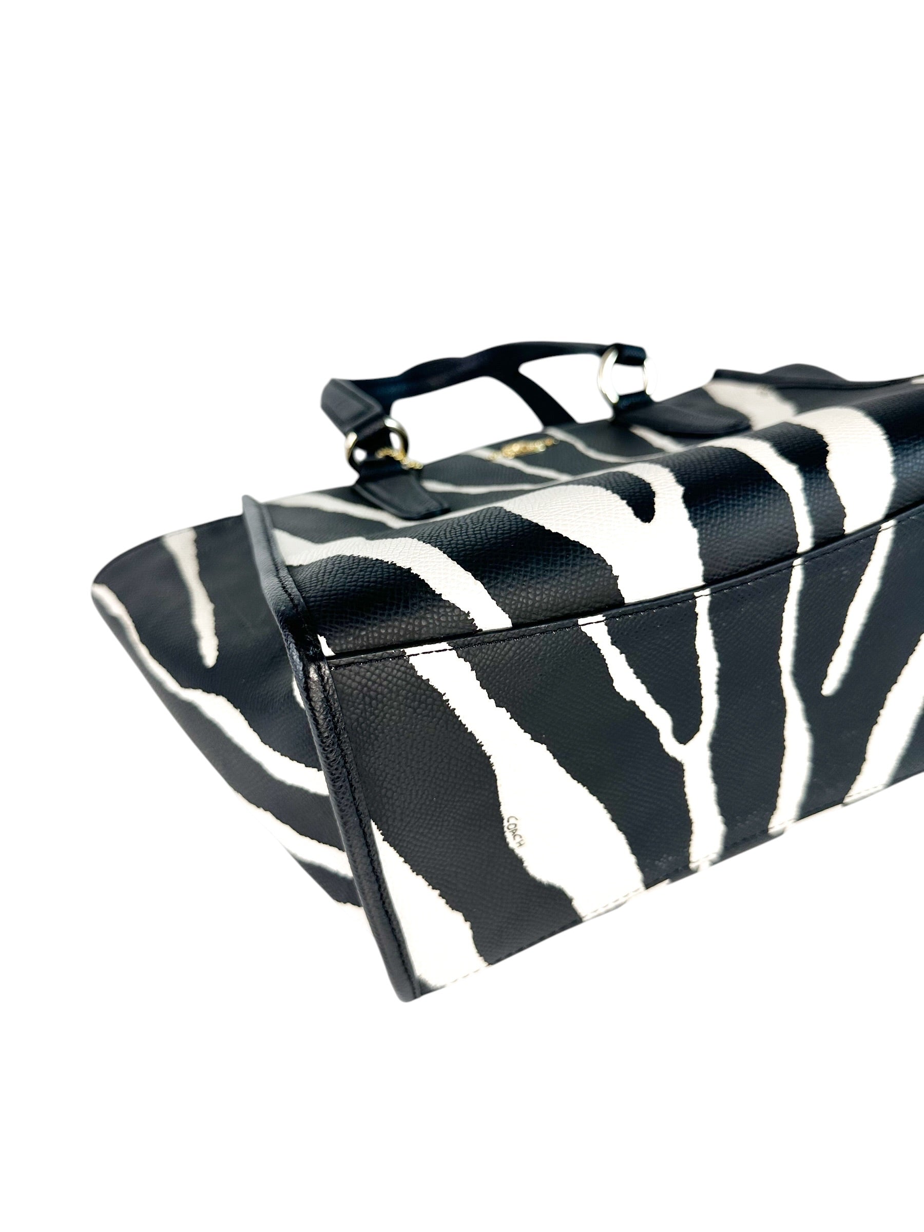 Coach Zebra Print Leather Crosby Mini Carryall