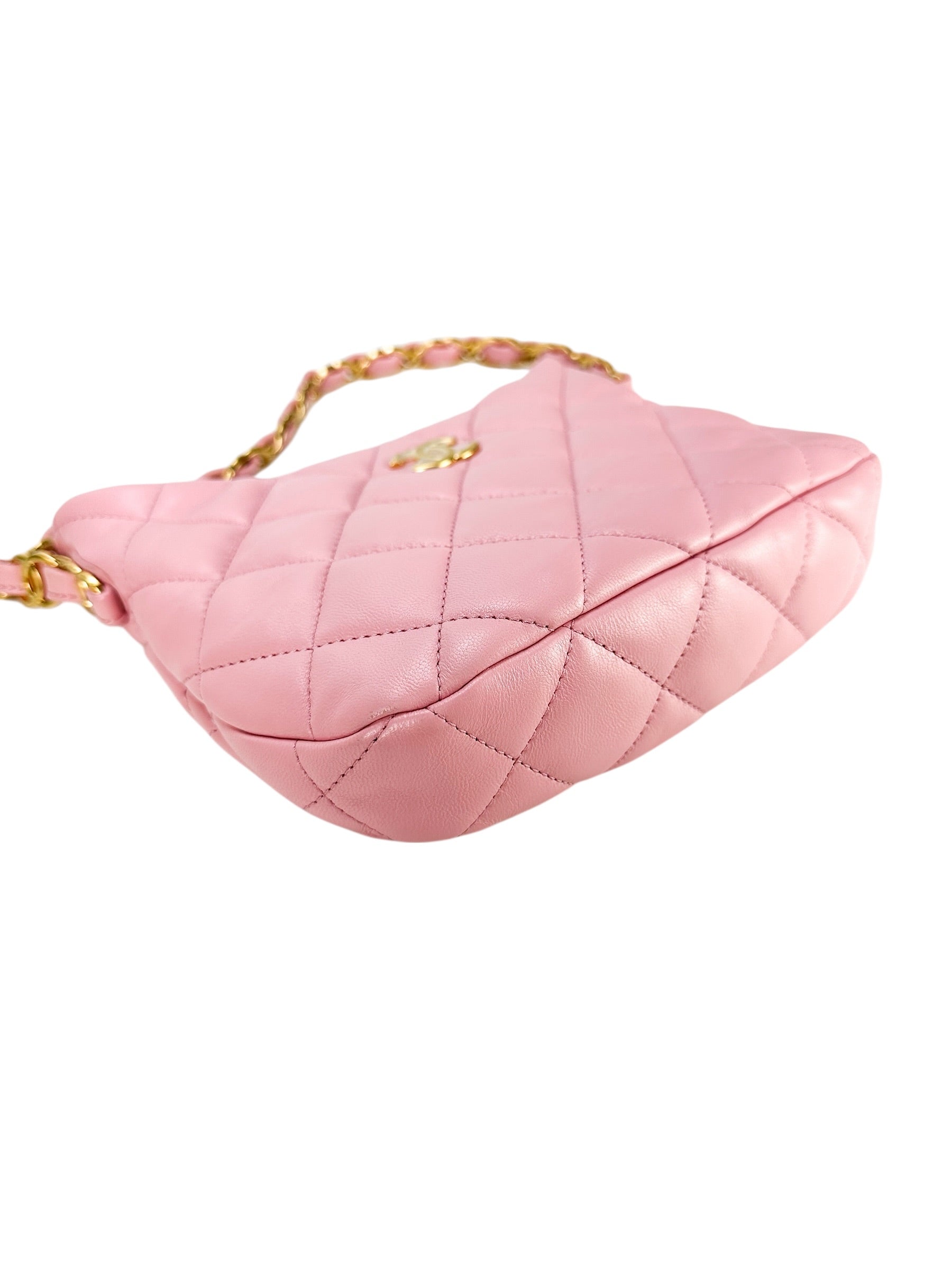 Chanel Pink Quilted Lambskin Hobo Bag