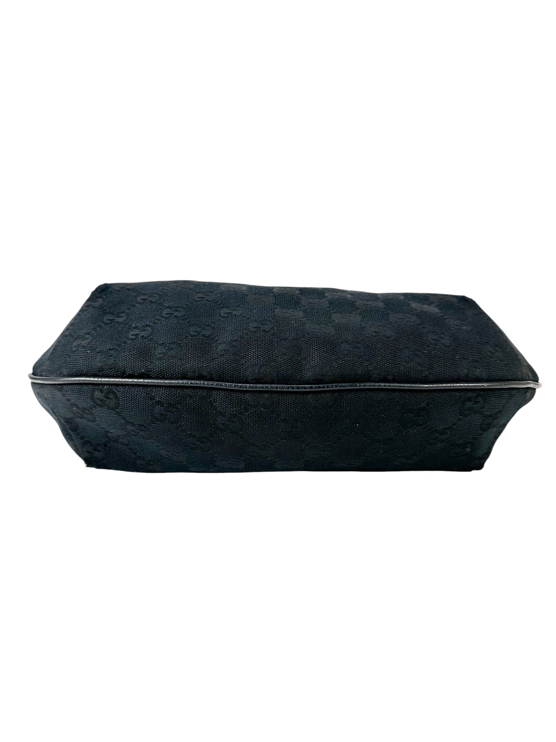 Gucci Black Canvas Sherry GG Shoulder Bag