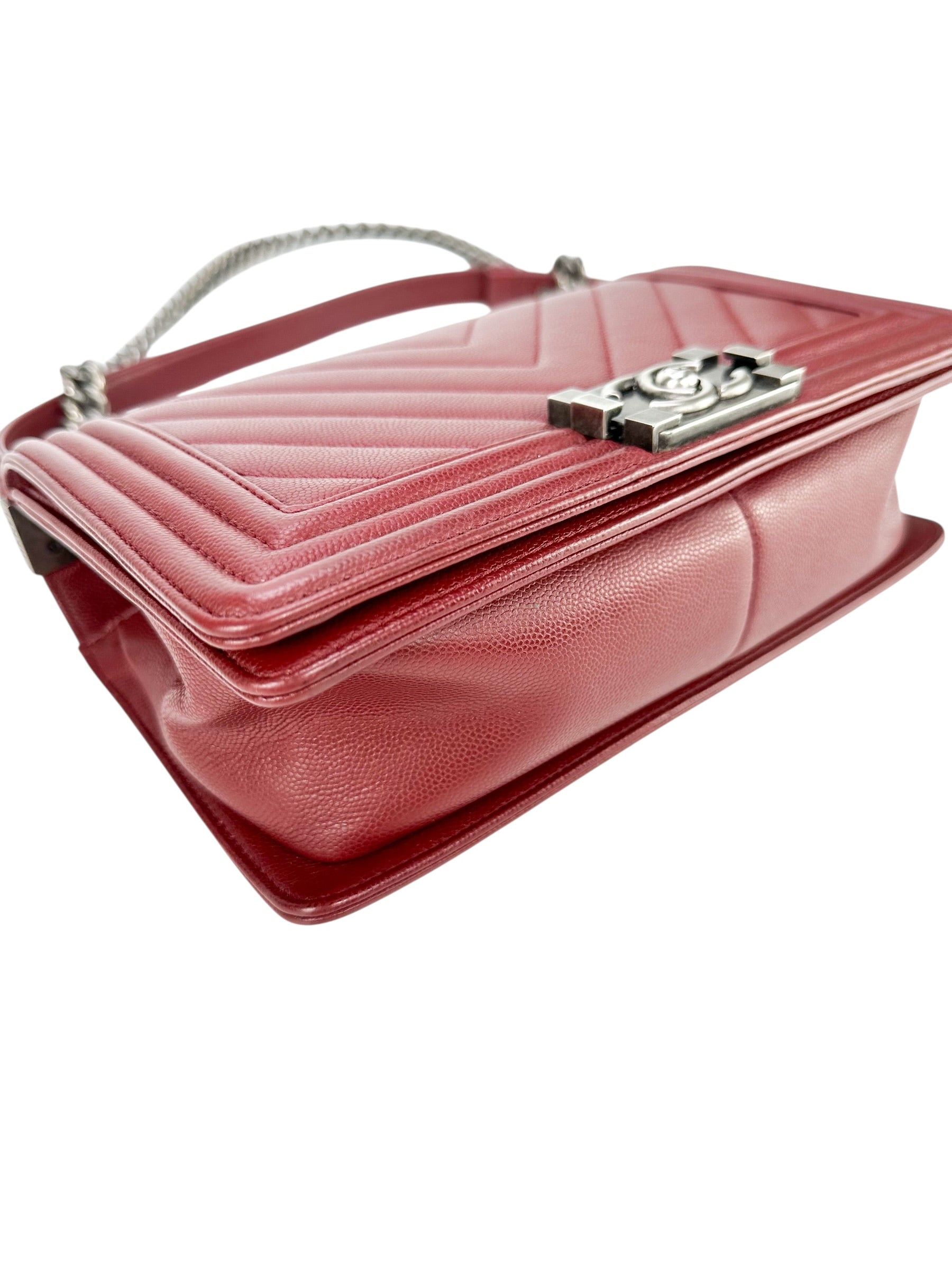 Chanel Red Caviar Boy Bag Medium