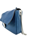 Fendi Blue Calfskin Chain Baguette Large Runway Piece