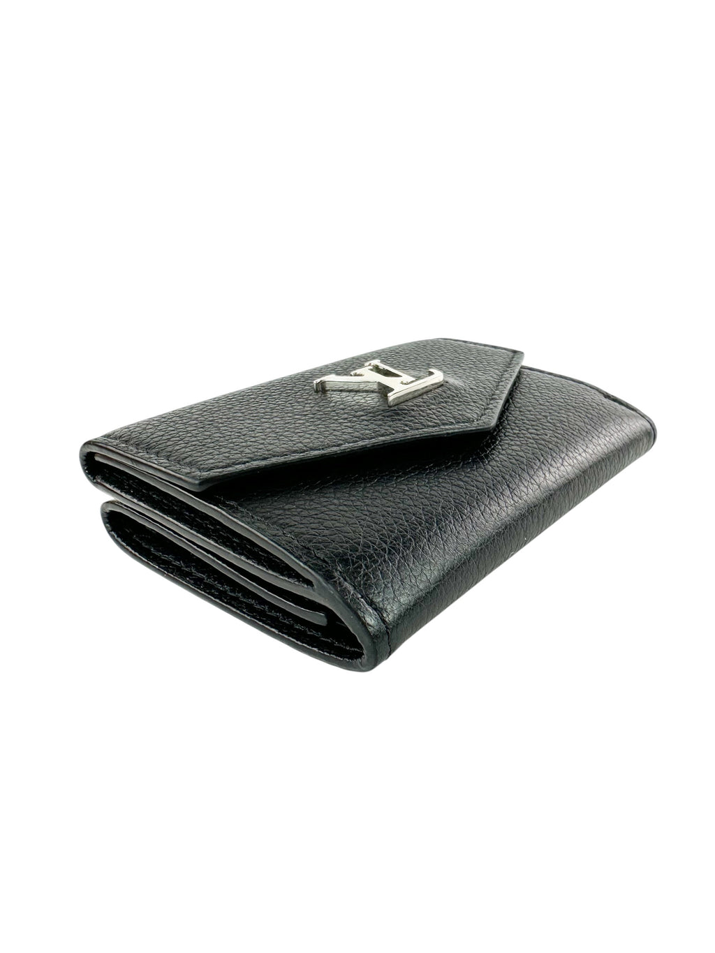 Louis Vuitton Black Pebbled Leather Portefeuille Compact Wallet