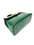 Mulberry Green Croc Embossed Leather Seaton Top Handle Bag
