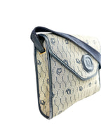 Dior Beige Navy Blue Honeycomb Canvas Shoulder Bag