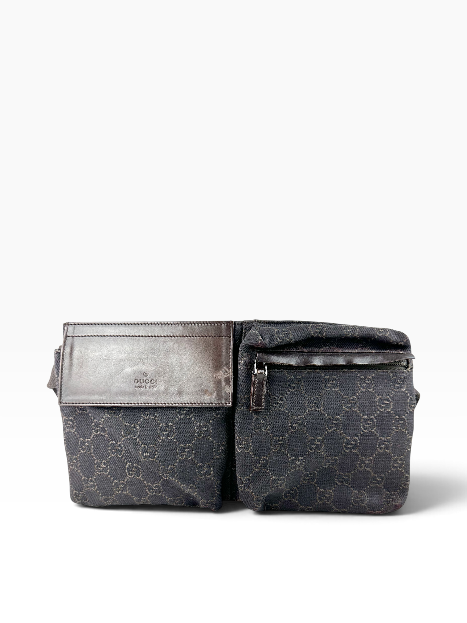 Gucci Brown GG Canvas Double Belt Bag