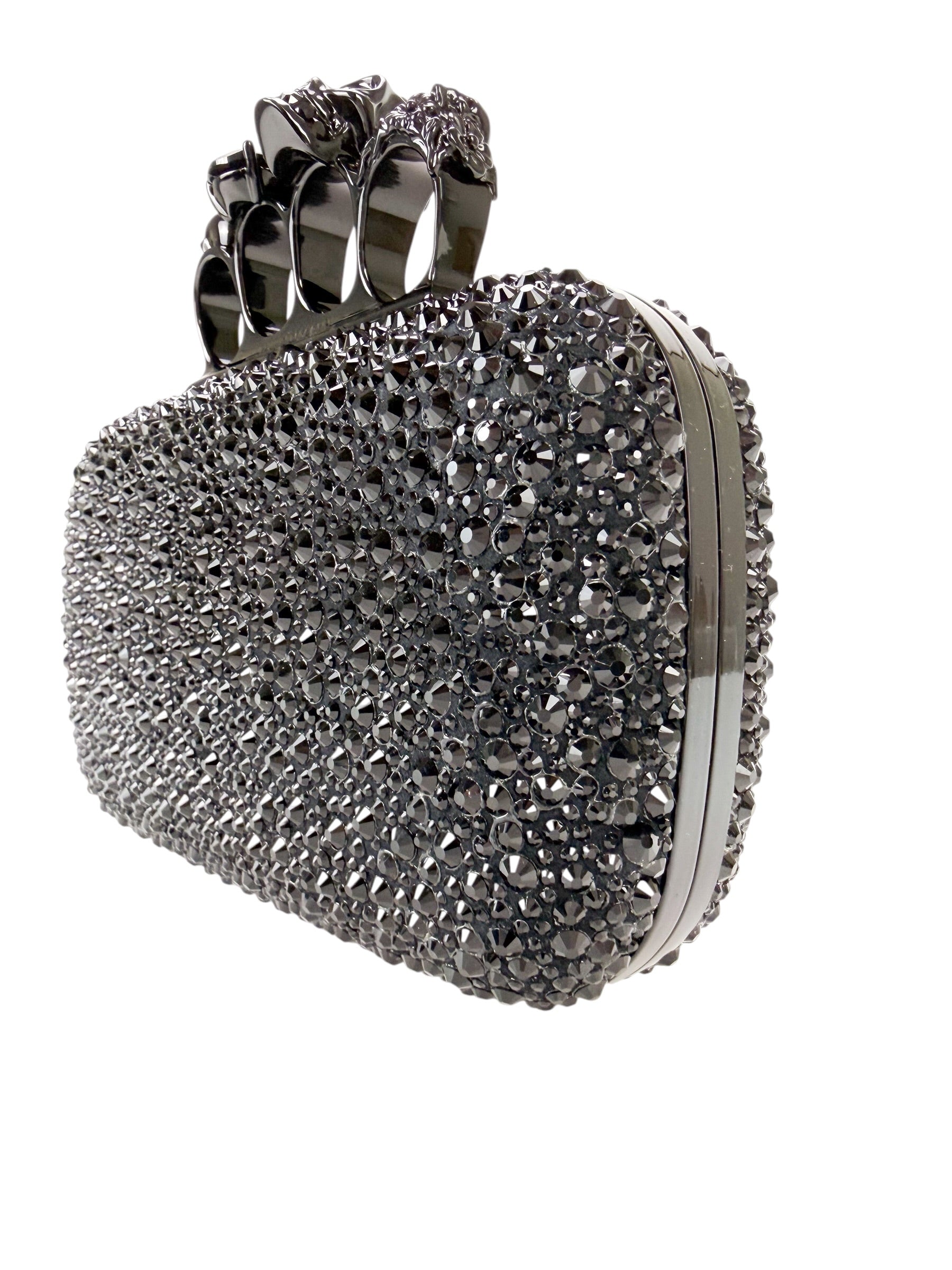 Alexander McQueen Black Crystal Kuckleduster Clutch