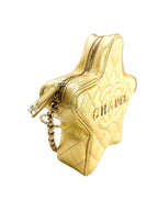 Chanel Gold Metallic Quilted Lambskin Walk Of Fame Star Bag Full Set