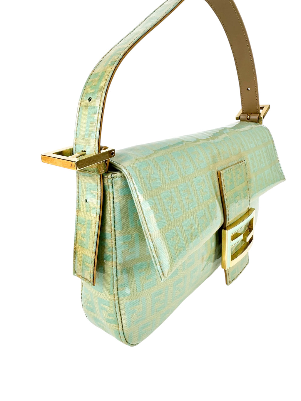 Fendi Mint Vinyl Zucchino Baguette Handbag
