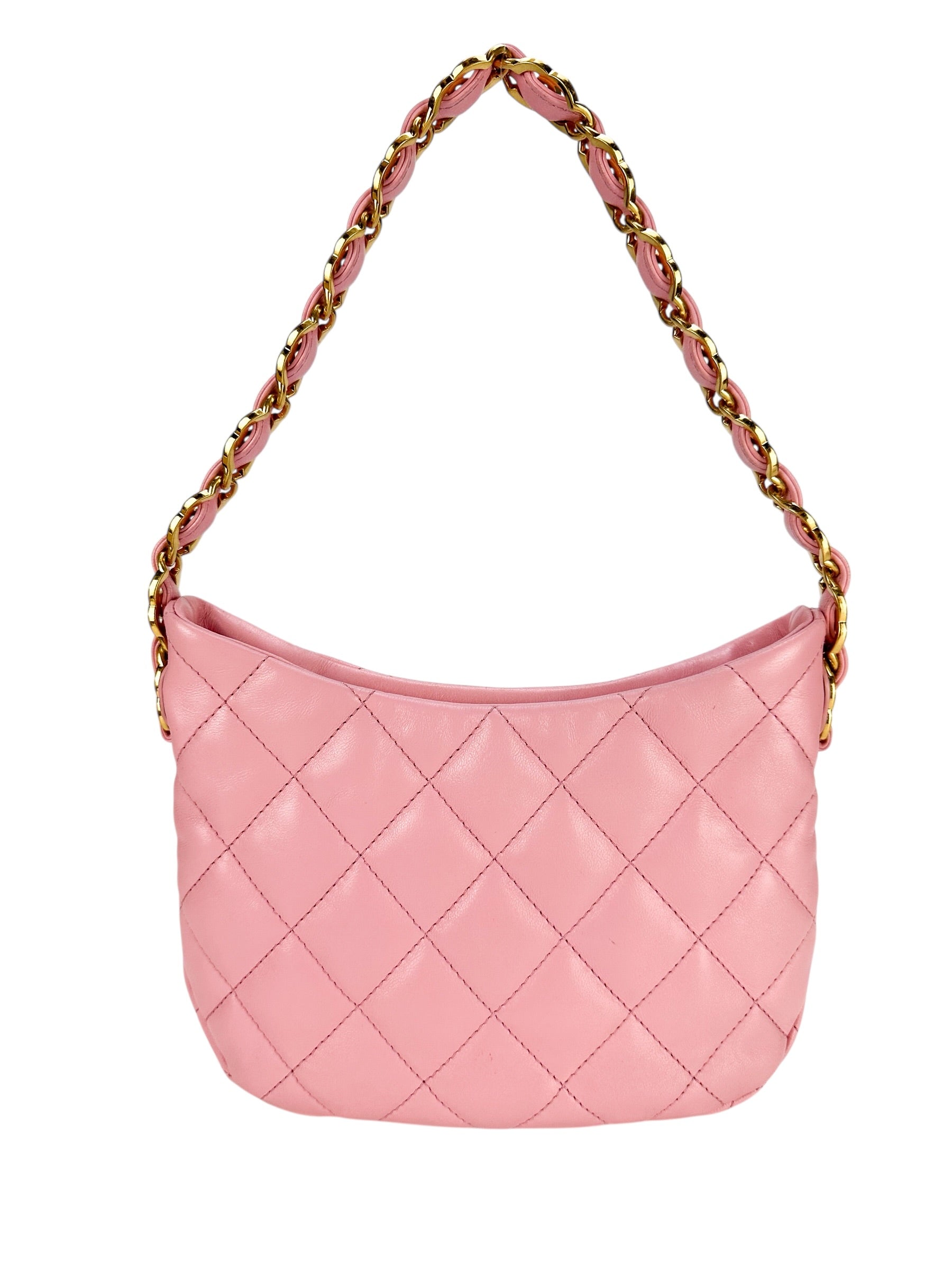 Chanel Pink Quilted Lambskin Hobo Bag