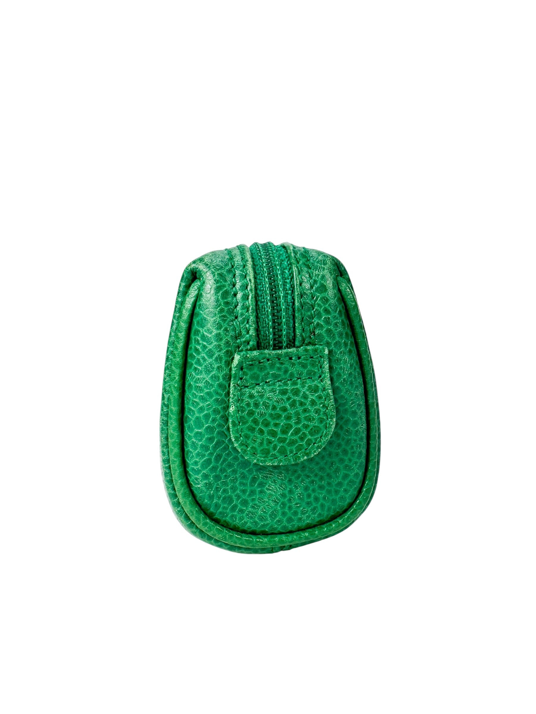 Chanel Green Caviar Leather Cosmetic Pouch Small