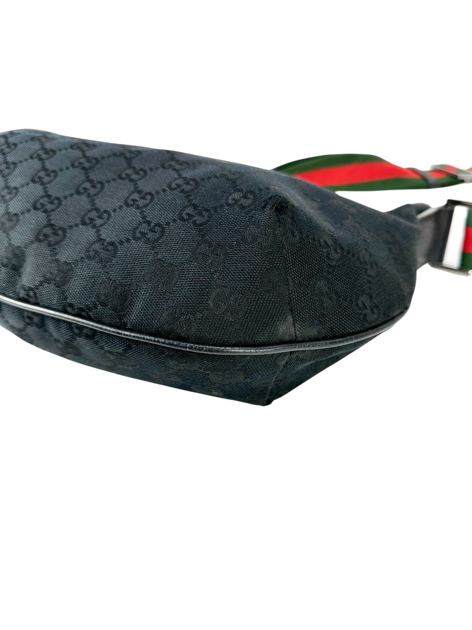 Gucci Black Canvas Sherry GG Shoulder Bag