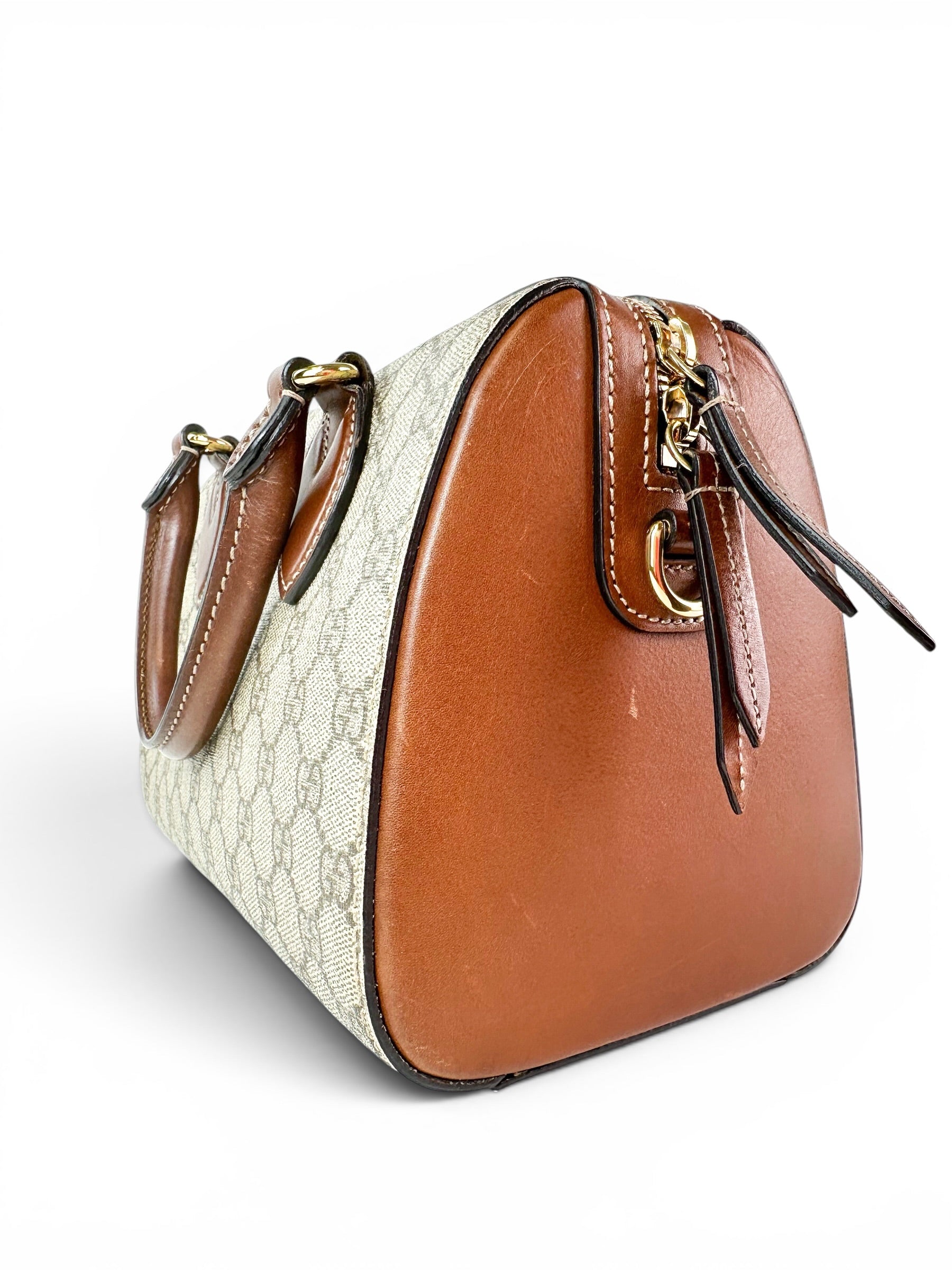 Gucci Brown GG Supreme Coated Canvas Two Way Bag