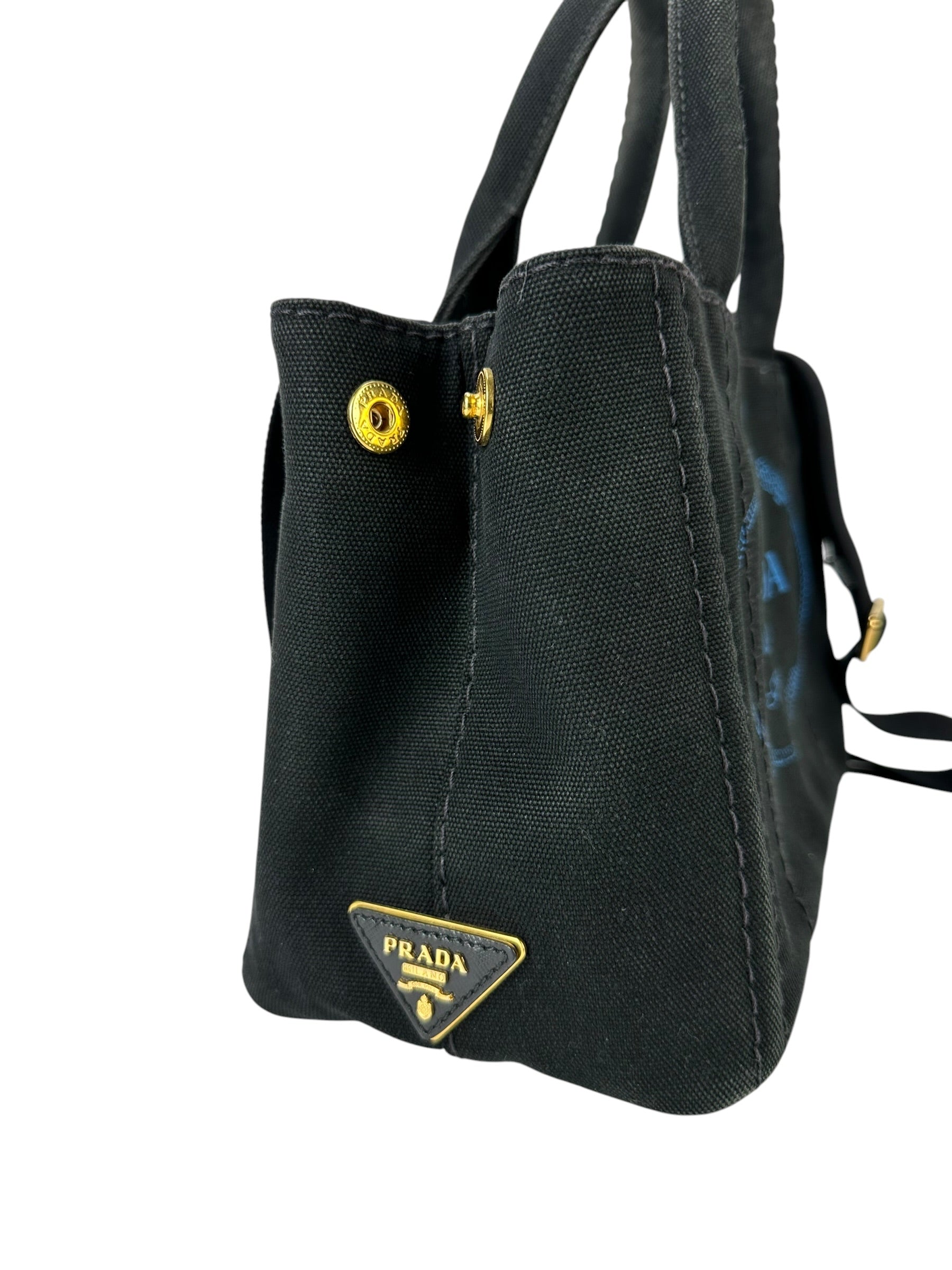 Prada Black Canvas Canapa Mini