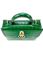 Mulberry Green Croc Embossed Leather Seaton Top Handle Bag