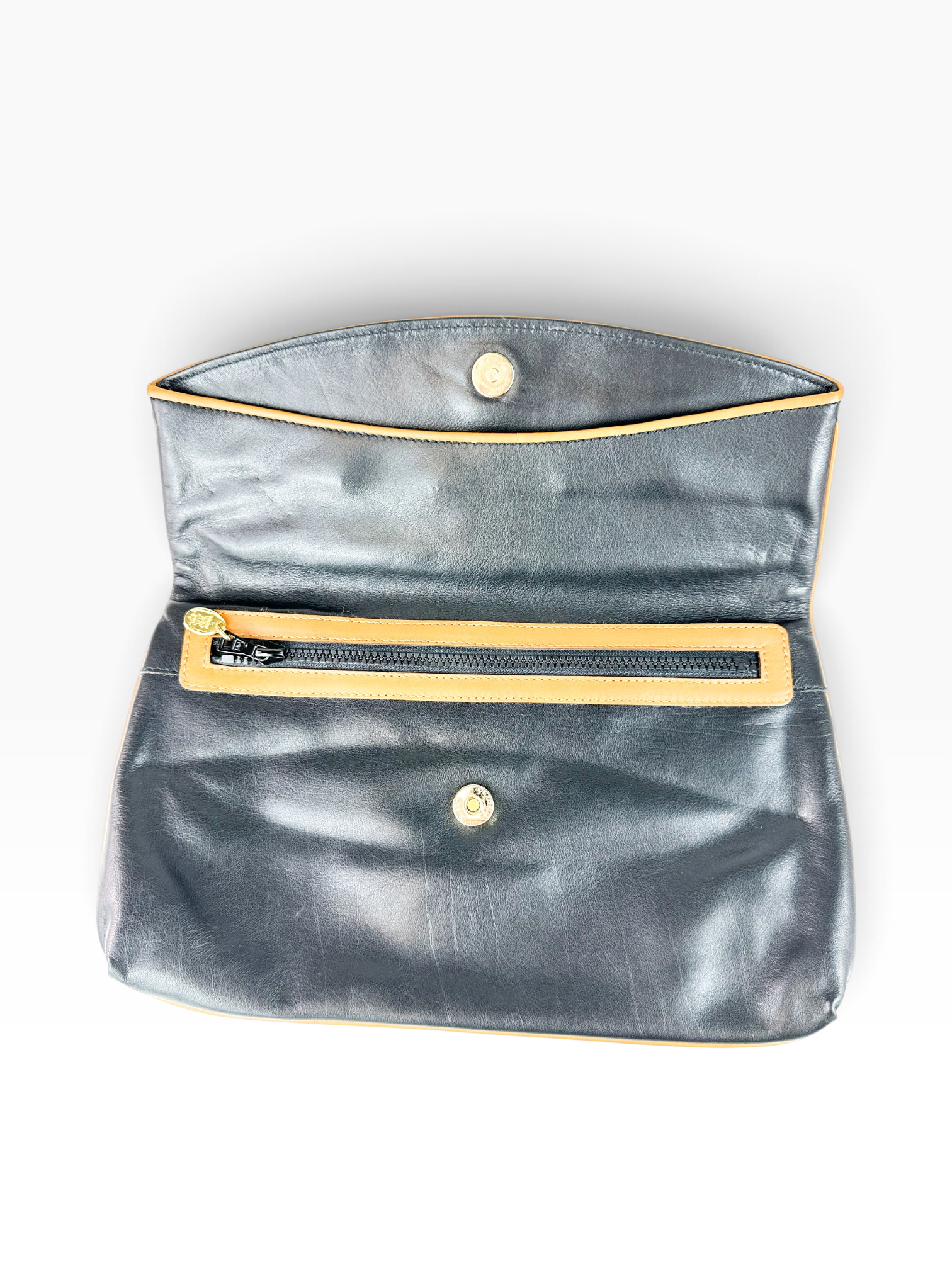 Celine Black Leather Triomphe Clutch
