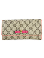 Gucci Beige GG Supreme Coated Canvas Long Bow Wallet Full Set