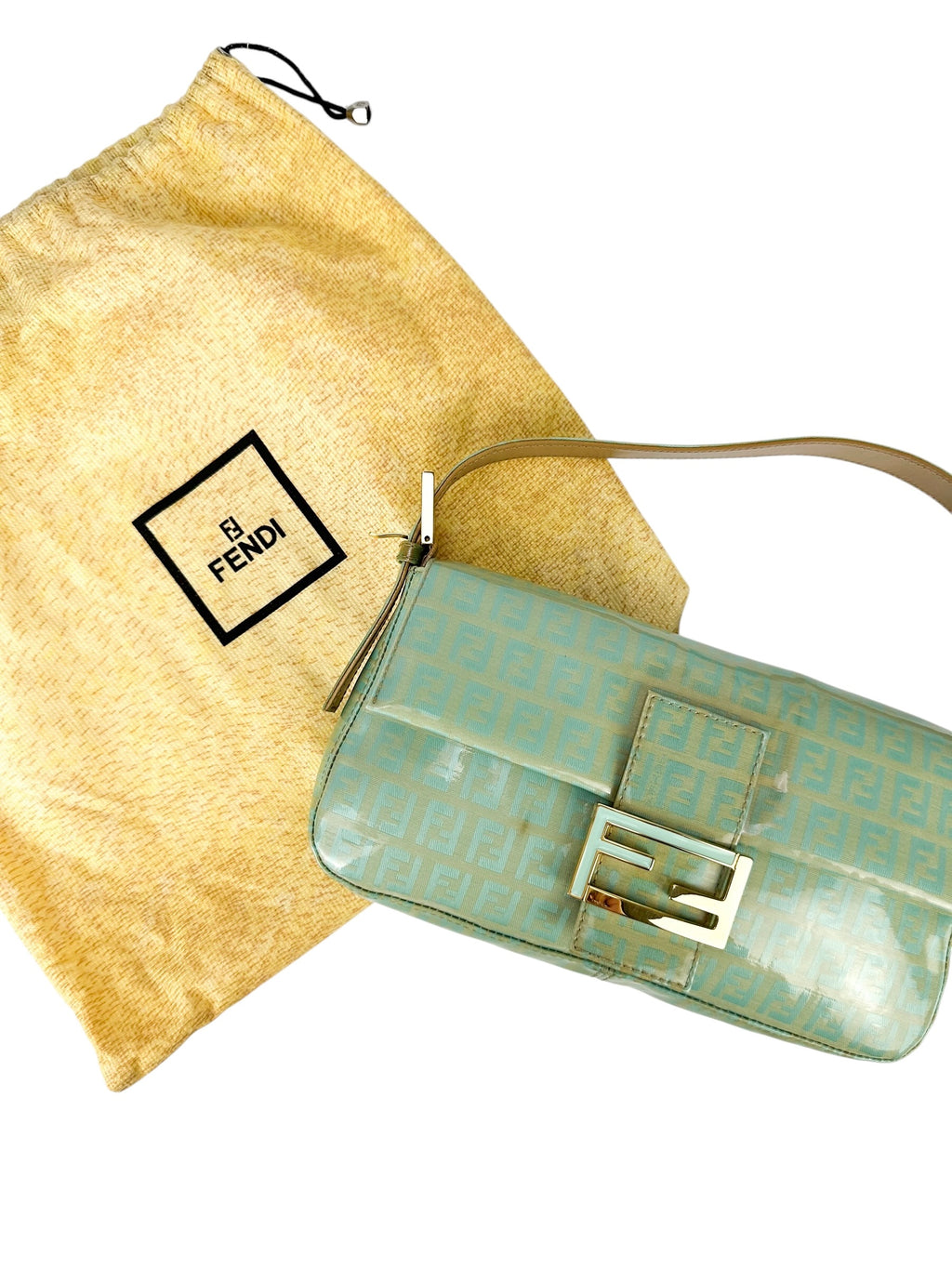 Fendi Mint Vinyl Zucchino Baguette Handbag