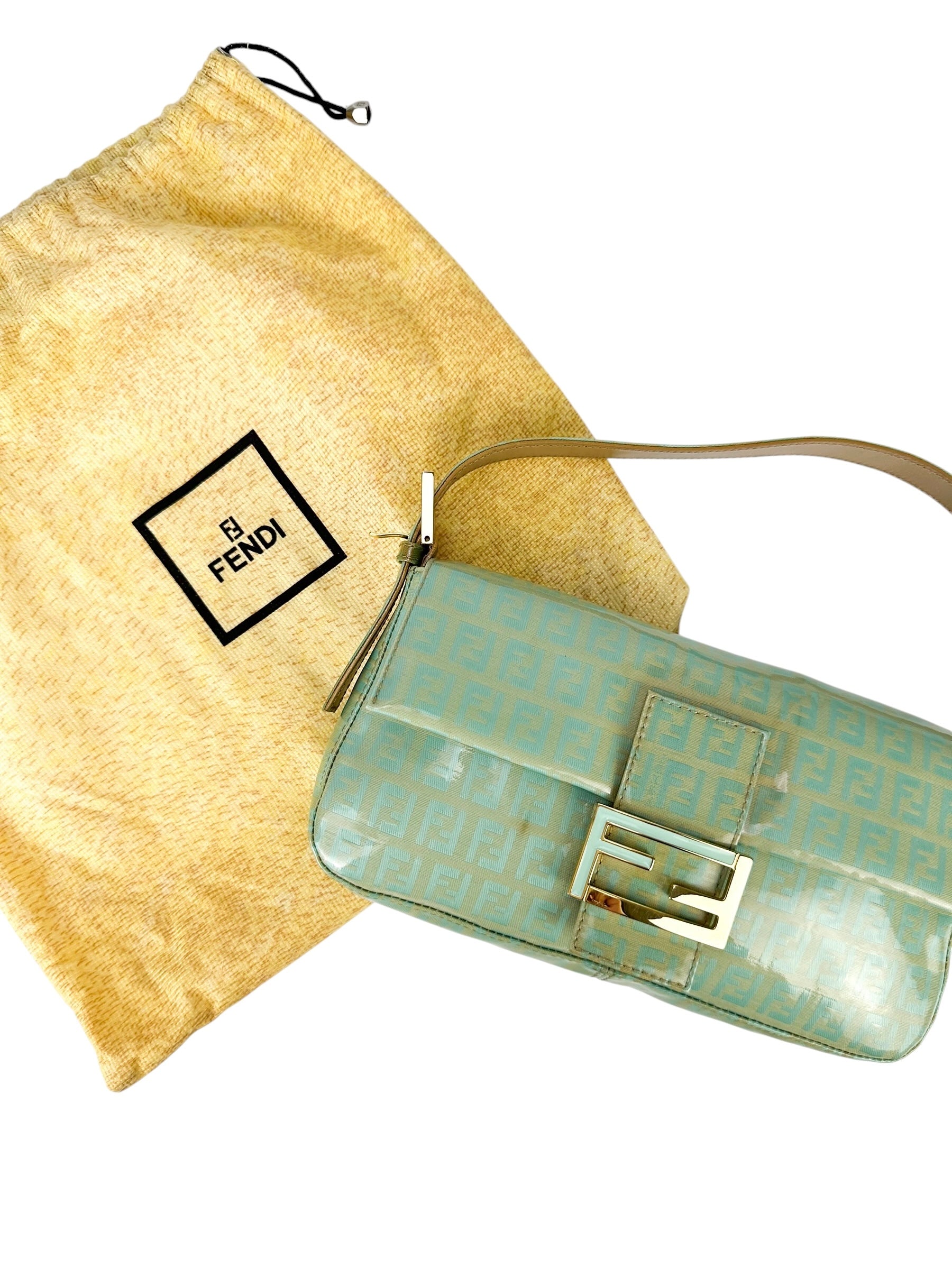 Fendi Mint Vinyl Zucchino Baguette Handbag