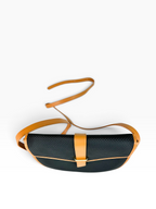 Saint Laurent Black Coated Canvas Half Moon Bag
