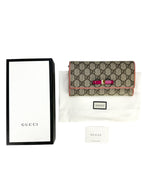Gucci Beige GG Supreme Coated Canvas Long Bow Wallet Full Set