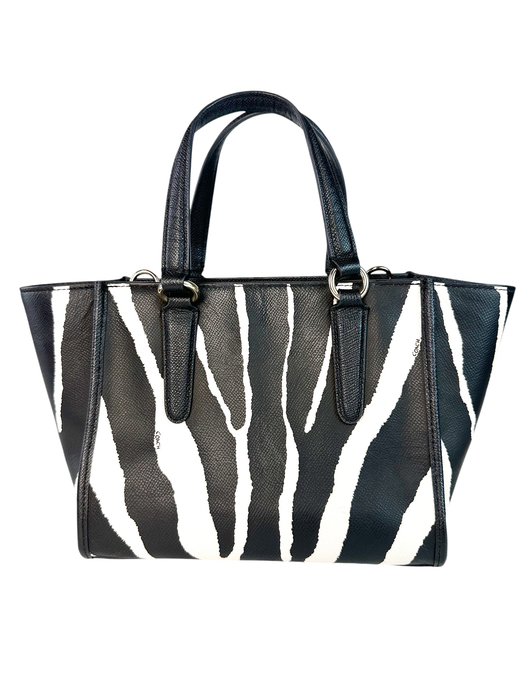 Coach Zebra Print Leather Crosby Mini Carryall