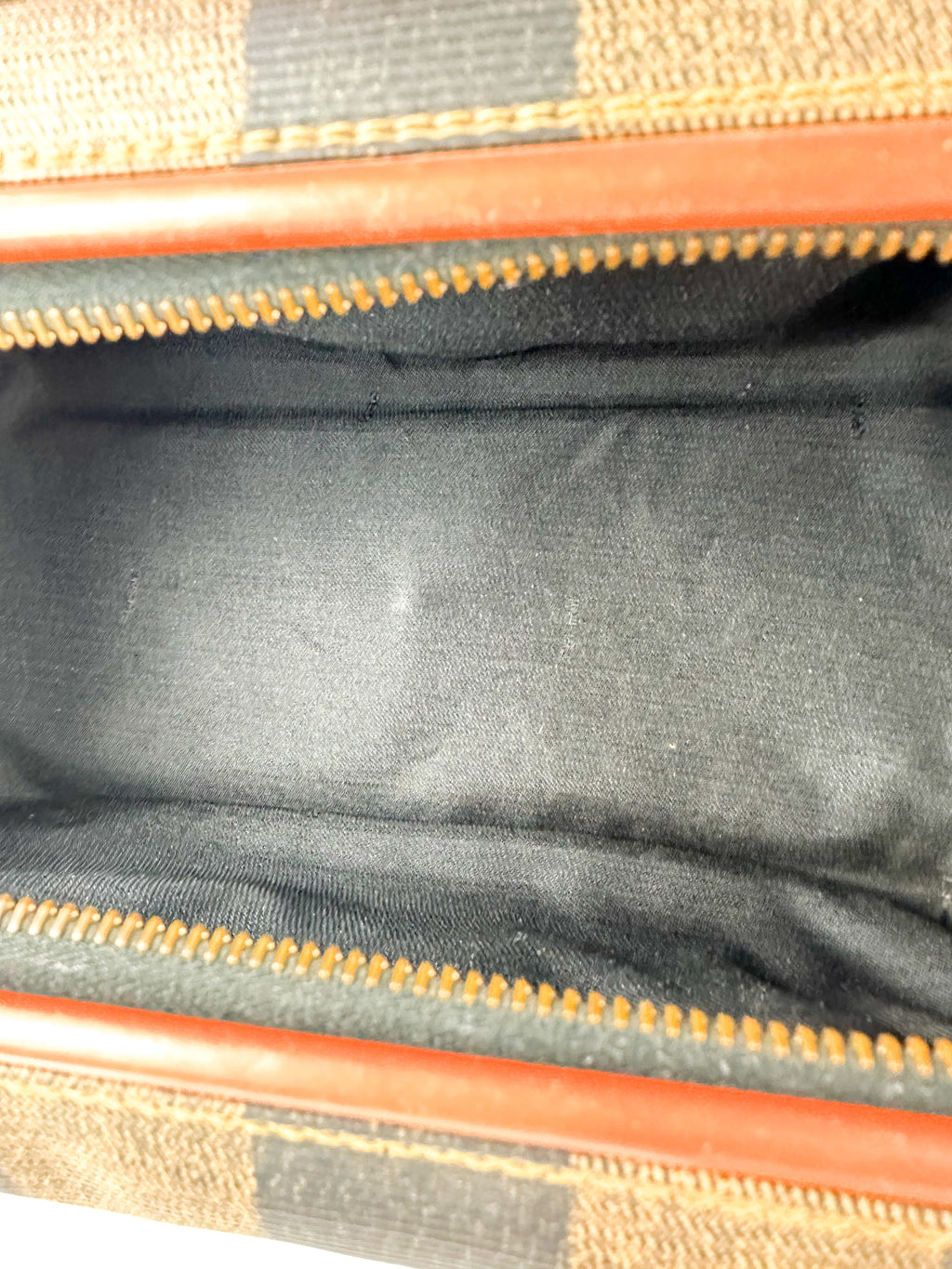 Fendi Brown and Black Canvas Pequin Boston Bag