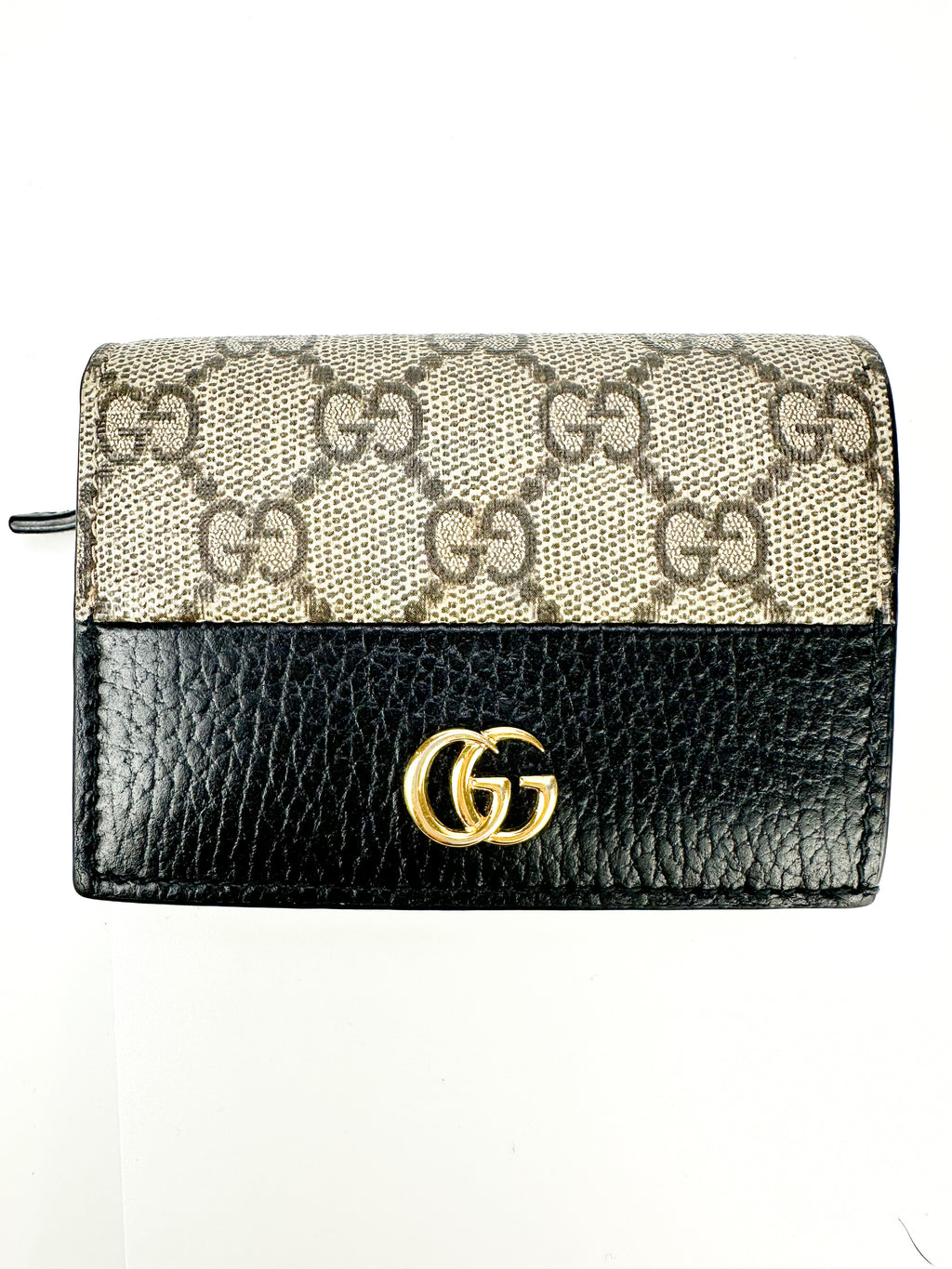 Gucci Black GG Supreme Monogram Marmont Compact Wallet
