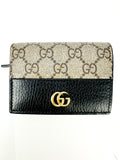 Gucci Black GG Supreme Monogram Marmont Compact Wallet