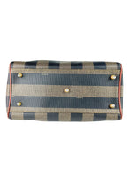 Fendi Brown and Black Canvas Pequin Boston Bag