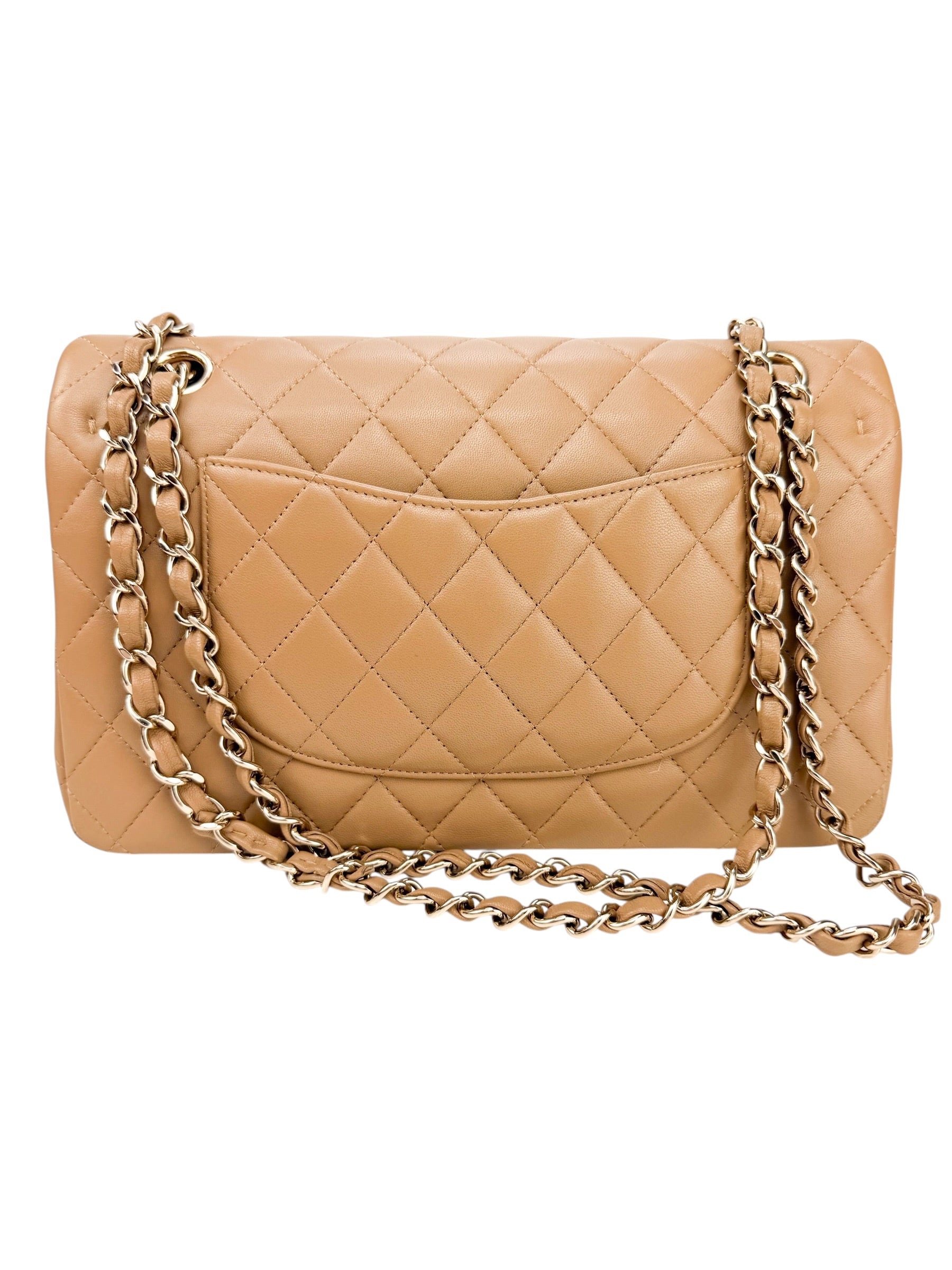 Chanel Beige Quilted Lambskin Classic Double Flap