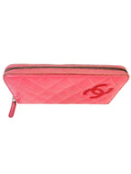 Chanel Pink Coco Mark Lambskin Long Wallet