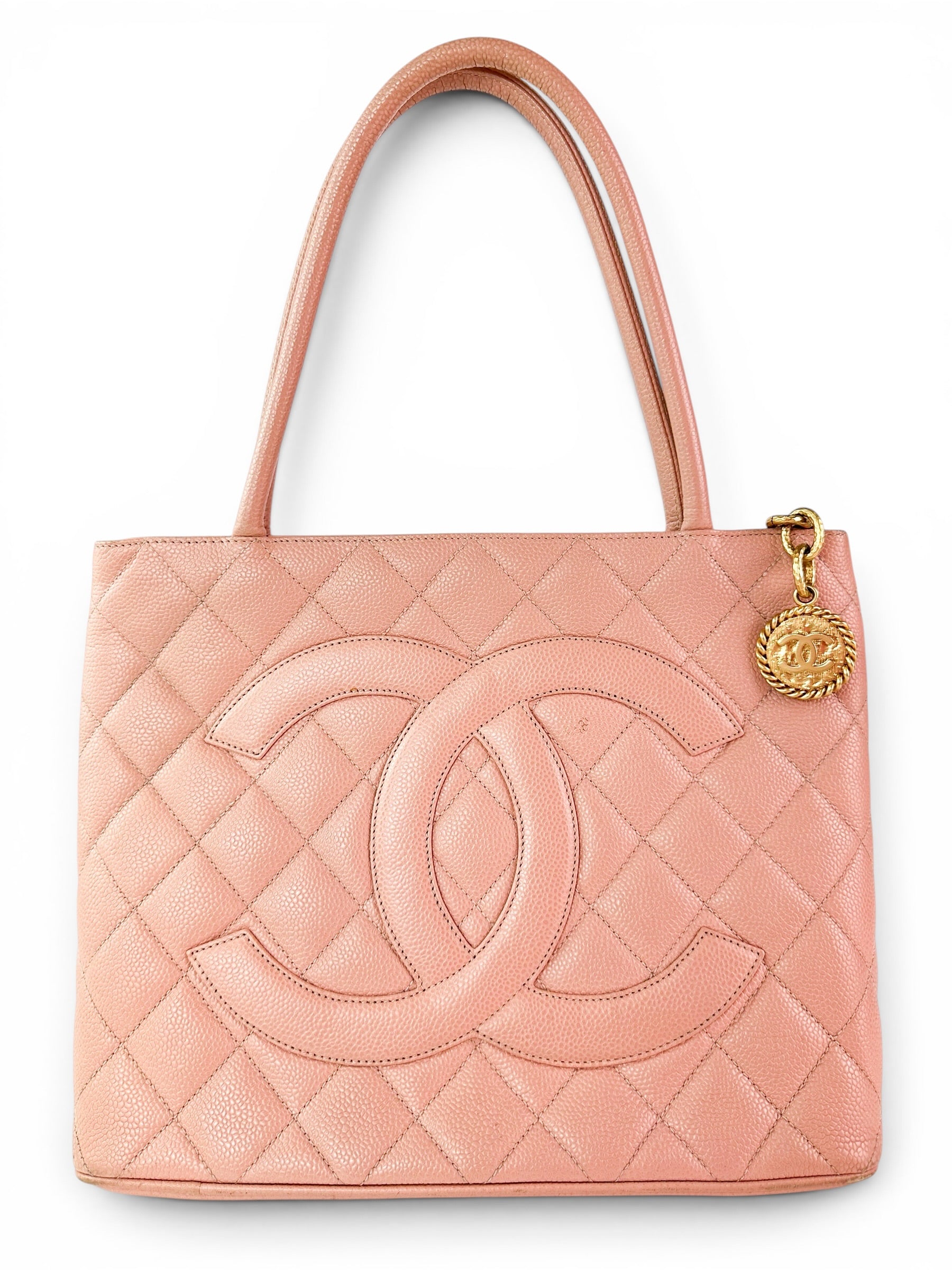 Chanel Pink Caviar Leather Medallion Tote