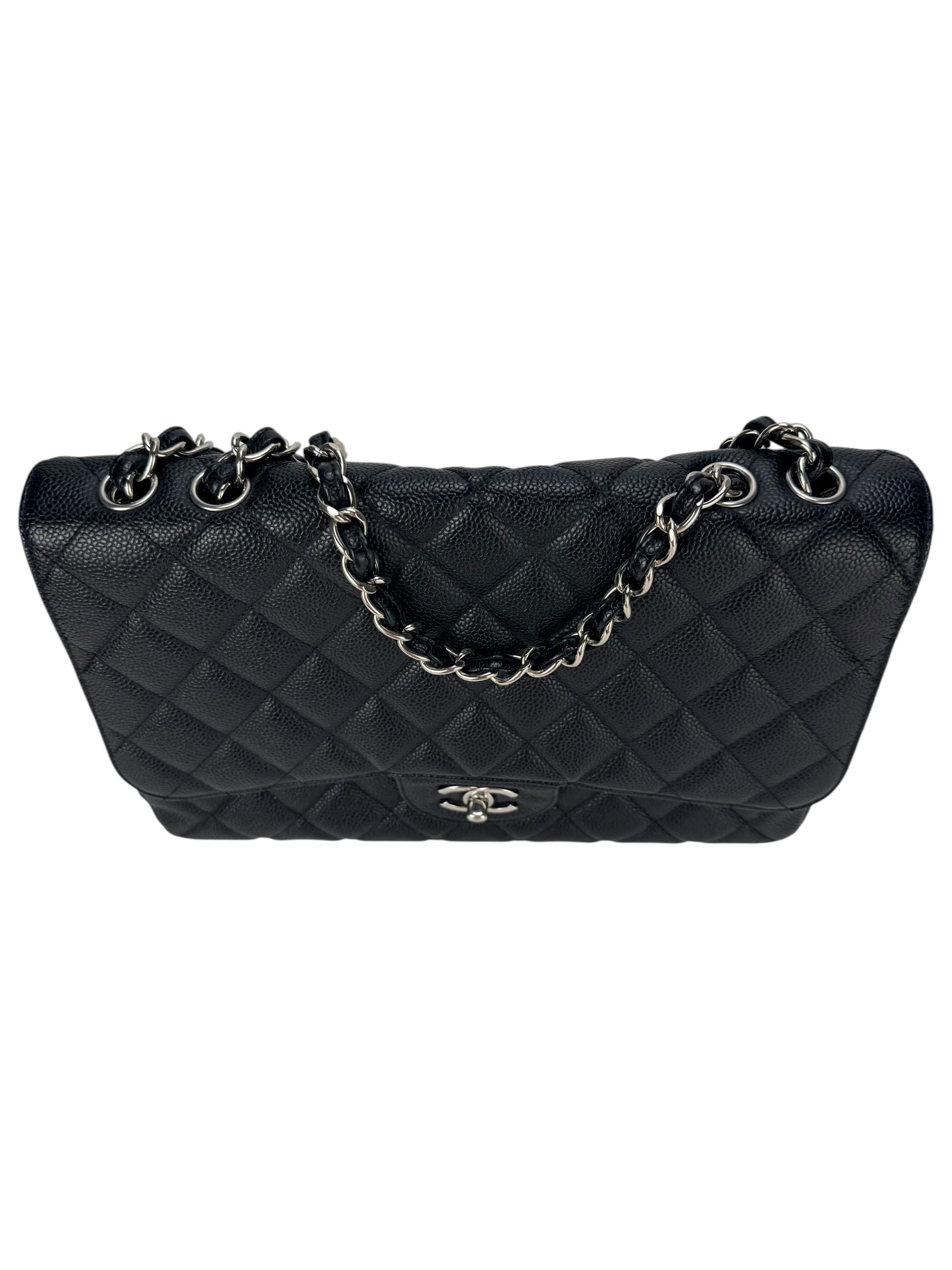 Chanel Black Caviar Leather Classic Flap Jumbo