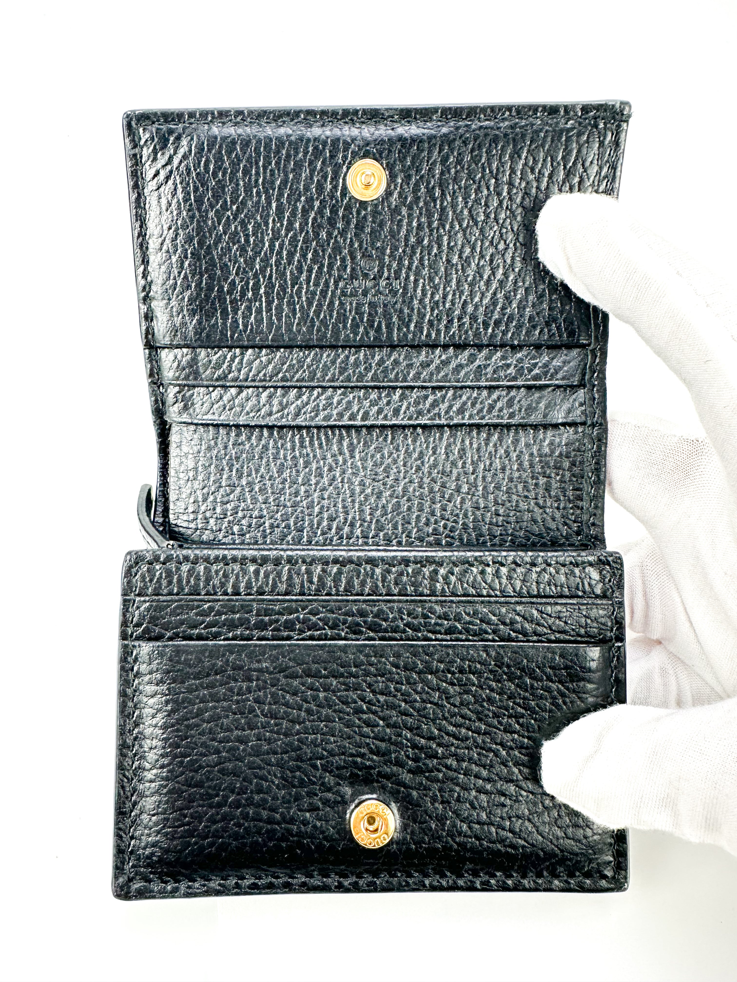 Gucci Black GG Supreme Monogram Marmont Compact Wallet