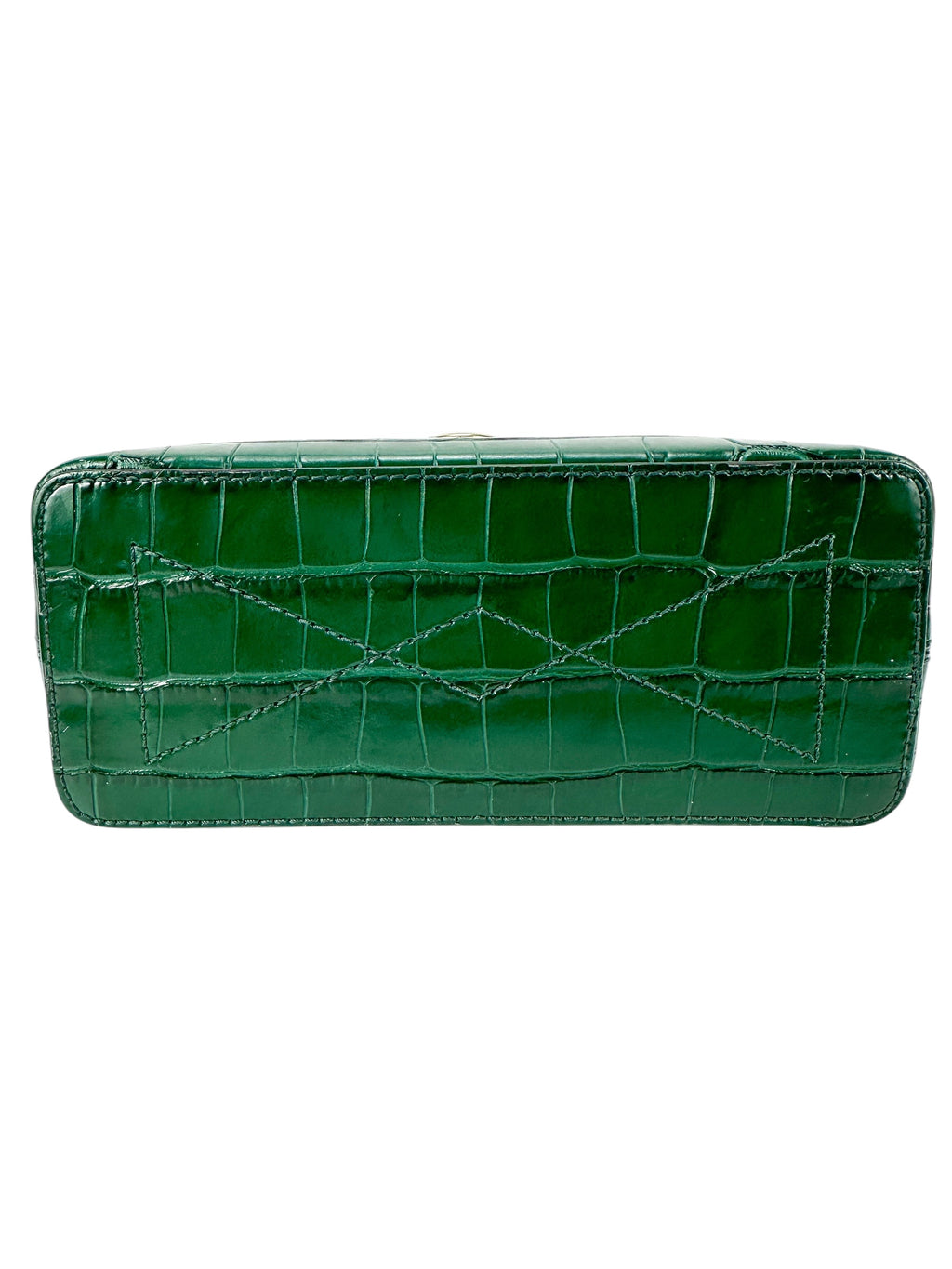 Mulberry Green Croc Embossed Leather Seaton Top Handle Bag