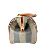 Fendi Brown and Black Canvas Pequin Boston Bag