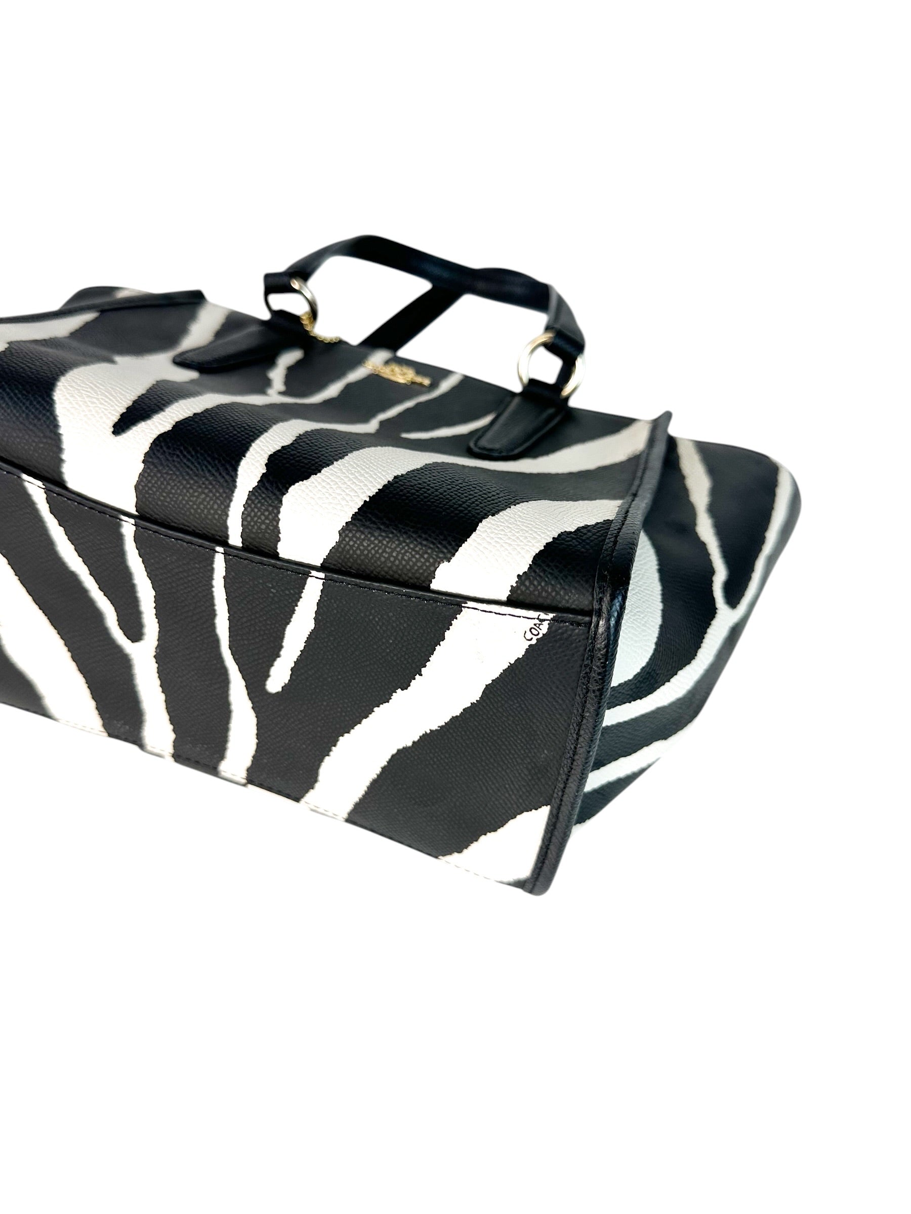 Coach Zebra Print Leather Crosby Mini Carryall