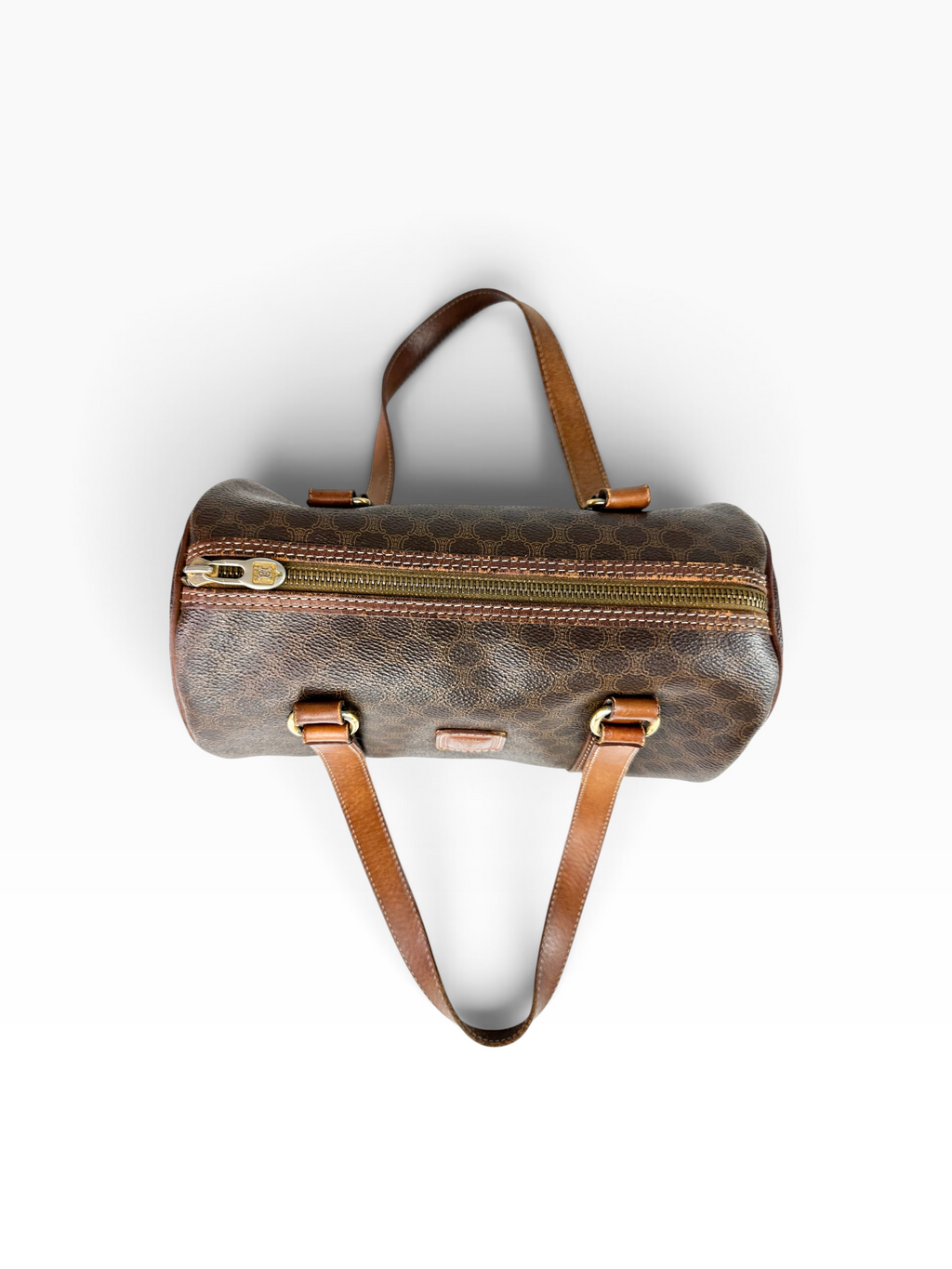 Celine Brown Macadam Coated Canvas Barrel Bag