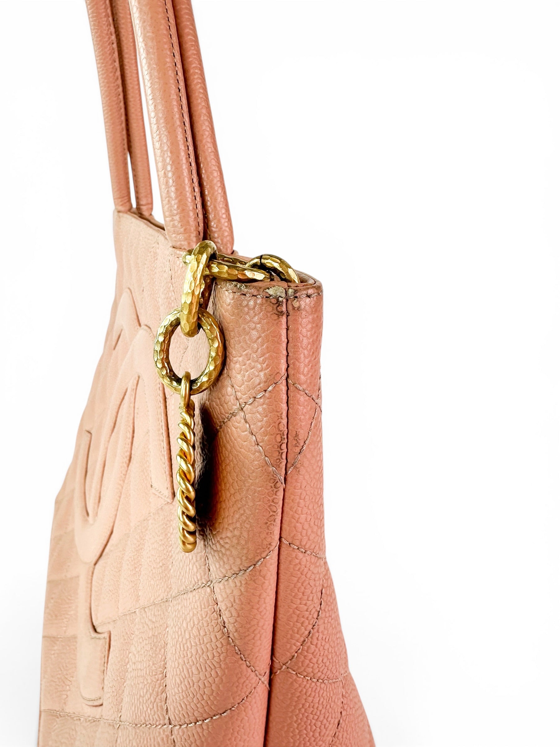 Chanel Pink Caviar Leather Medallion Tote