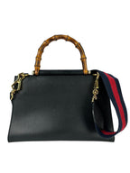Gucci Black Pebbled Leather Nymphea Top Handle Bag