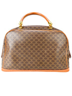 Celine Brown Macadam Coated Canvas Vintage Top Handle Bag