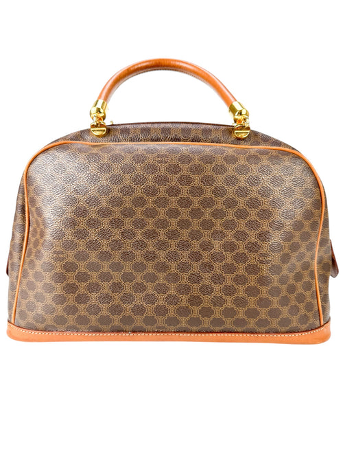 Celine Brown Macadam Coated Canvas Vintage Top Handle Bag