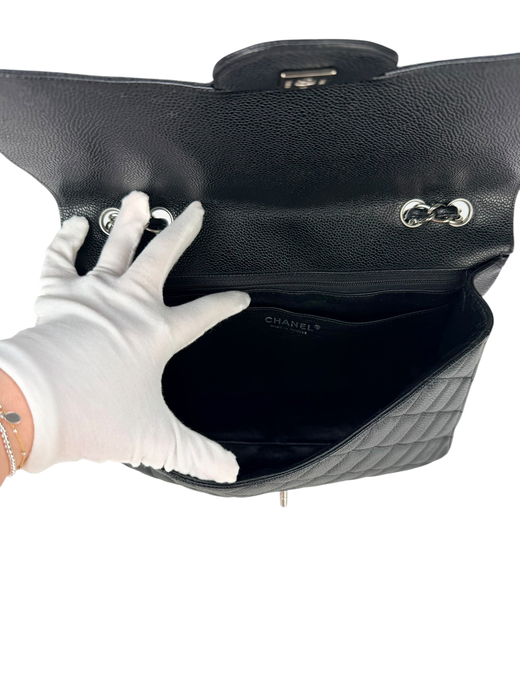 Chanel Black Caviar Leather Classic Flap Jumbo