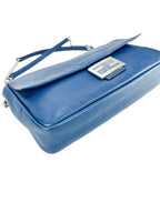 Fendi Blue Calfskin Chain Baguette Large Runway Piece