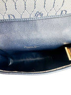 Dior Beige Navy Blue Honeycomb Canvas Shoulder Bag