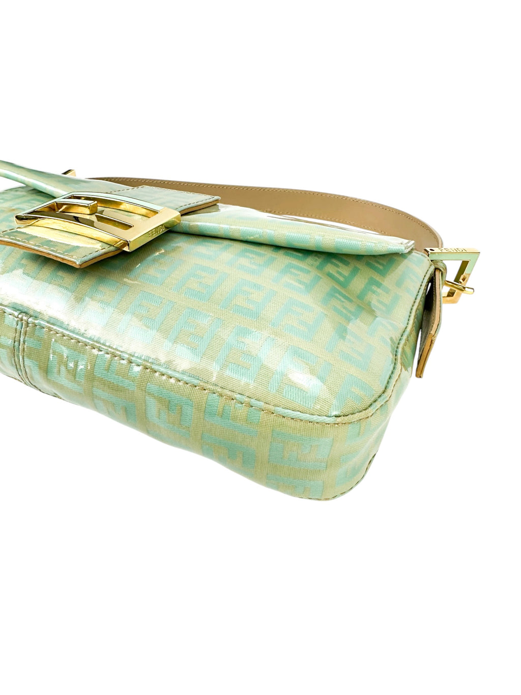 Fendi Mint Vinyl Zucchino Baguette Handbag