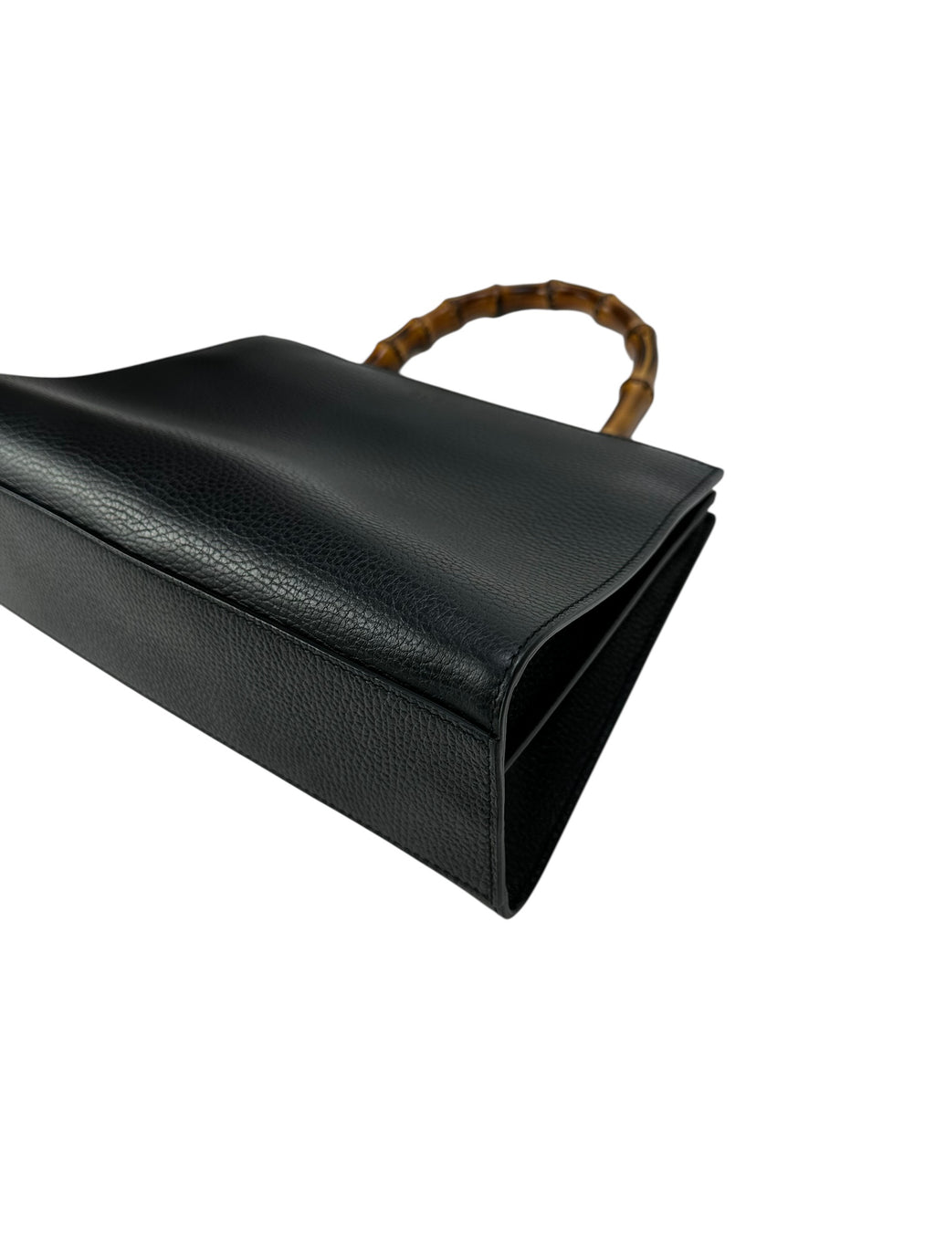 Gucci Black Pebbled Leather Nymphea Top Handle Bag