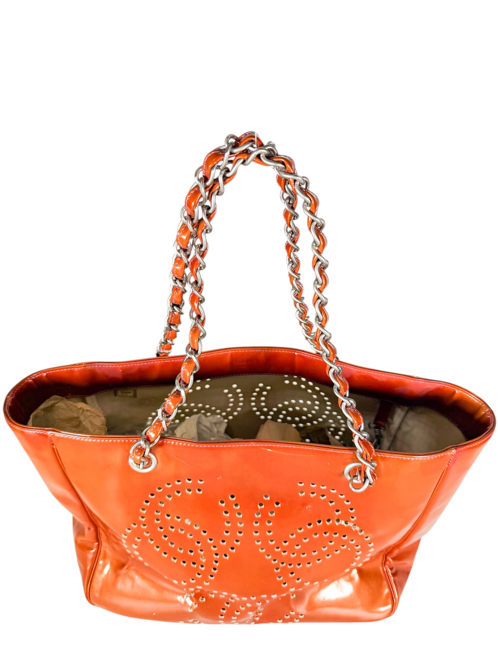 Chanel Bronze Patent Leather Triple Coco Tote Bag